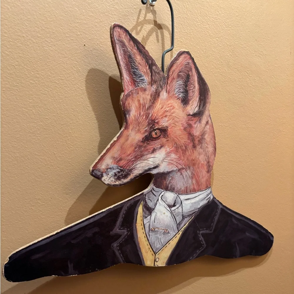 Fox Portrait Wooden Wall Hanger in Rustic Orange and Black